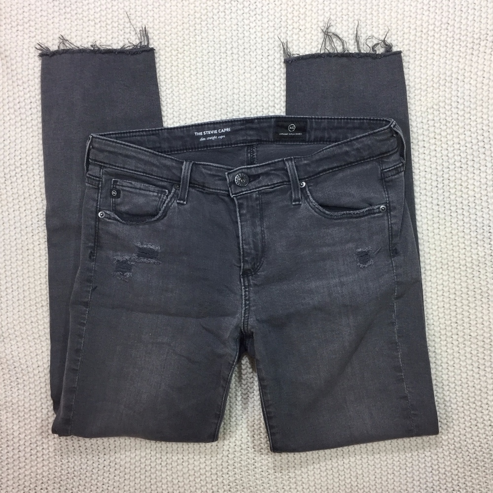 AG Stevie Crop Capri Raw Hem Gray 28